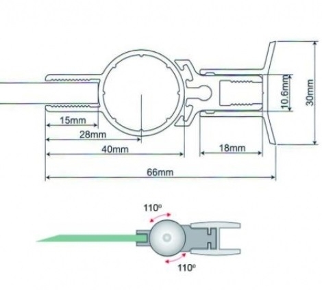 Glastuerscharnier Glas-Wand Aluminium glanz 2000mm- - 110°- fuer 6mm Glas-89-11GSALDB9001PCR-A.4