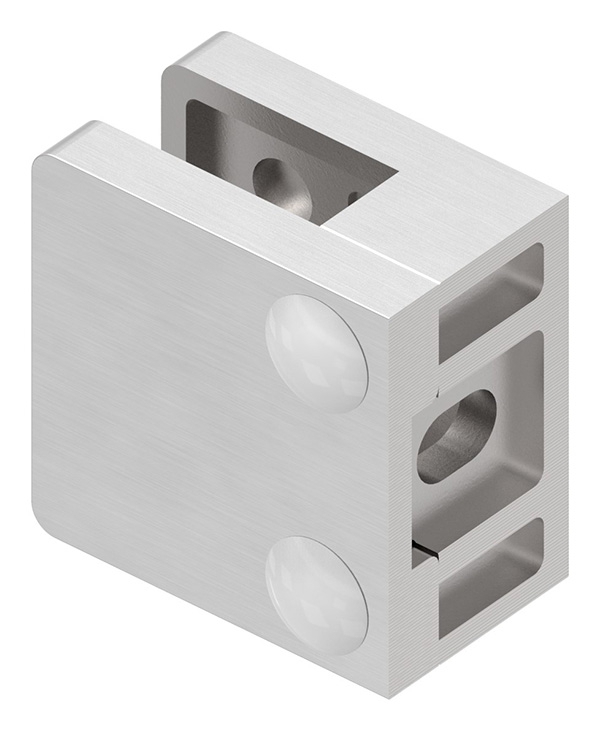 Glasklemme 30x30x18 mmØ 26-9 mm- fuer 8-00 mm ESG Glas-10-MODELL22-2.7