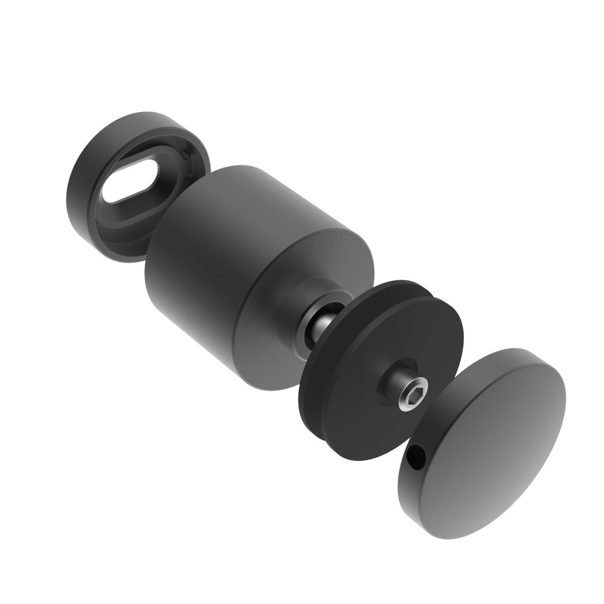 Punktglashalter Edelstahl AISI 304 fuer Glasstaerke 8-17-52 mm Loch 30 mm Schwarz RAL 9005 verstellbar-89-11ABL0747501FLEX2-A.4