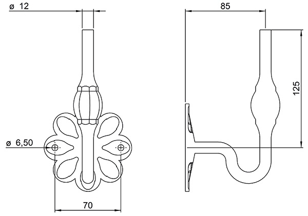 Handlauftraeger - zum Anschweissen - Stahl S235JR- roh-30-1412.8