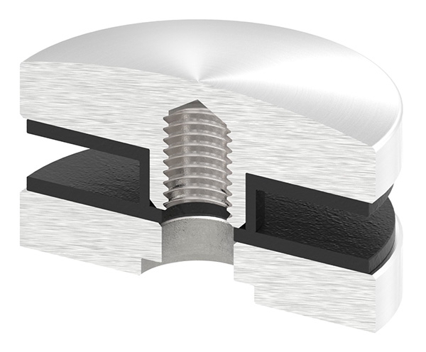 Glaspunkthalter Ø 52 mm fuer Anschluss- flach - Ø 48-3 mm V2A - V4A-10-GPH52-1.1
