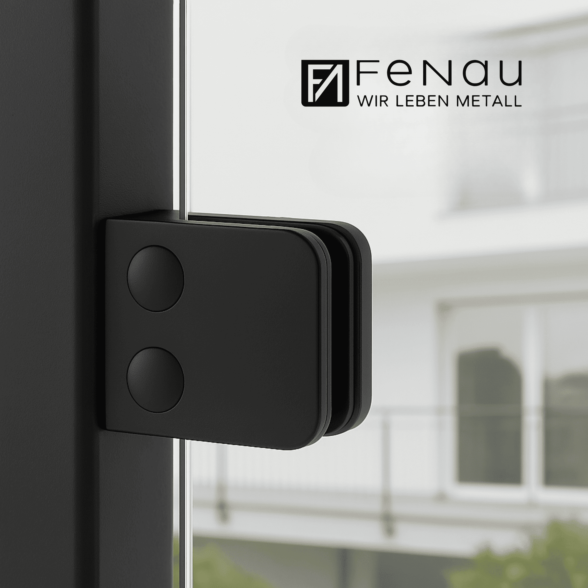 Glasklemme 45×45×27 mm – Flachanschluss- Pulverbeschichtung RAL 9005 Schwarz - FeNau-18-2100-A.3_BLACK