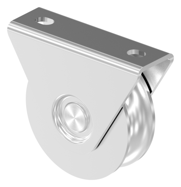 Schiebetorrolle Edelstahl V4A  80 mm Rundrille  20 mm mit 2 Kugellager-88-11342-80.V4A
