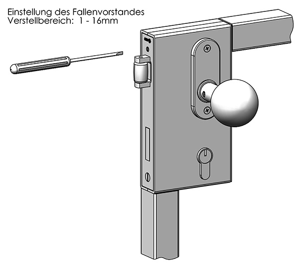 Kastenschloss Stahl 40 x 94-5 x 173 mm mit verzinktem Rollenfallen-Riegelschloss-30-3256.8