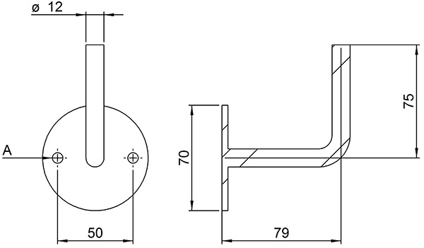 Handlaufhalter - mit Ronde 70x6 mm - zum Anschweissen - Stahl S235JR- roh-30-1414.8