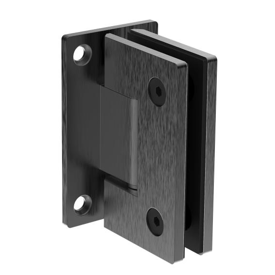 Glastuerscharnier Edelstahl AISI 304 Schwarz fuer Glas 8-10mm- -90° Stopp-89-11GSBLACKDB9901SB-A.4