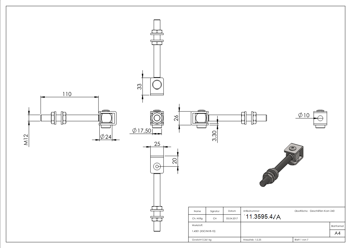 Torband M12 mit langem Gewinde V2A-11-3595.4