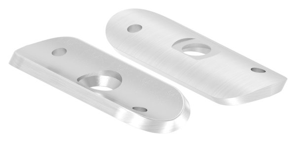 Handlaufanschlussplatte Edelstahl V2A 63x25x4 mm fuer Rohr Ø 33-7 mm- Bohrungen versetzt-88-1150227-240.4