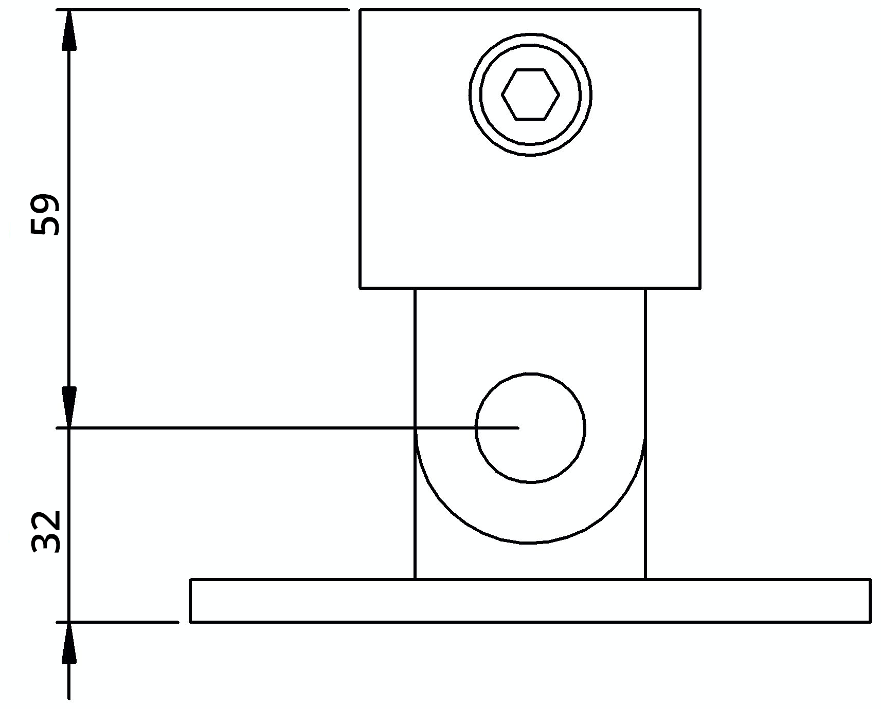 Rohrverbinder - Gelenkfuss - 169A27 - 26-9 mm - 3-4- - Feuerverzinkt u. Elektrogalvanisiert-169A27