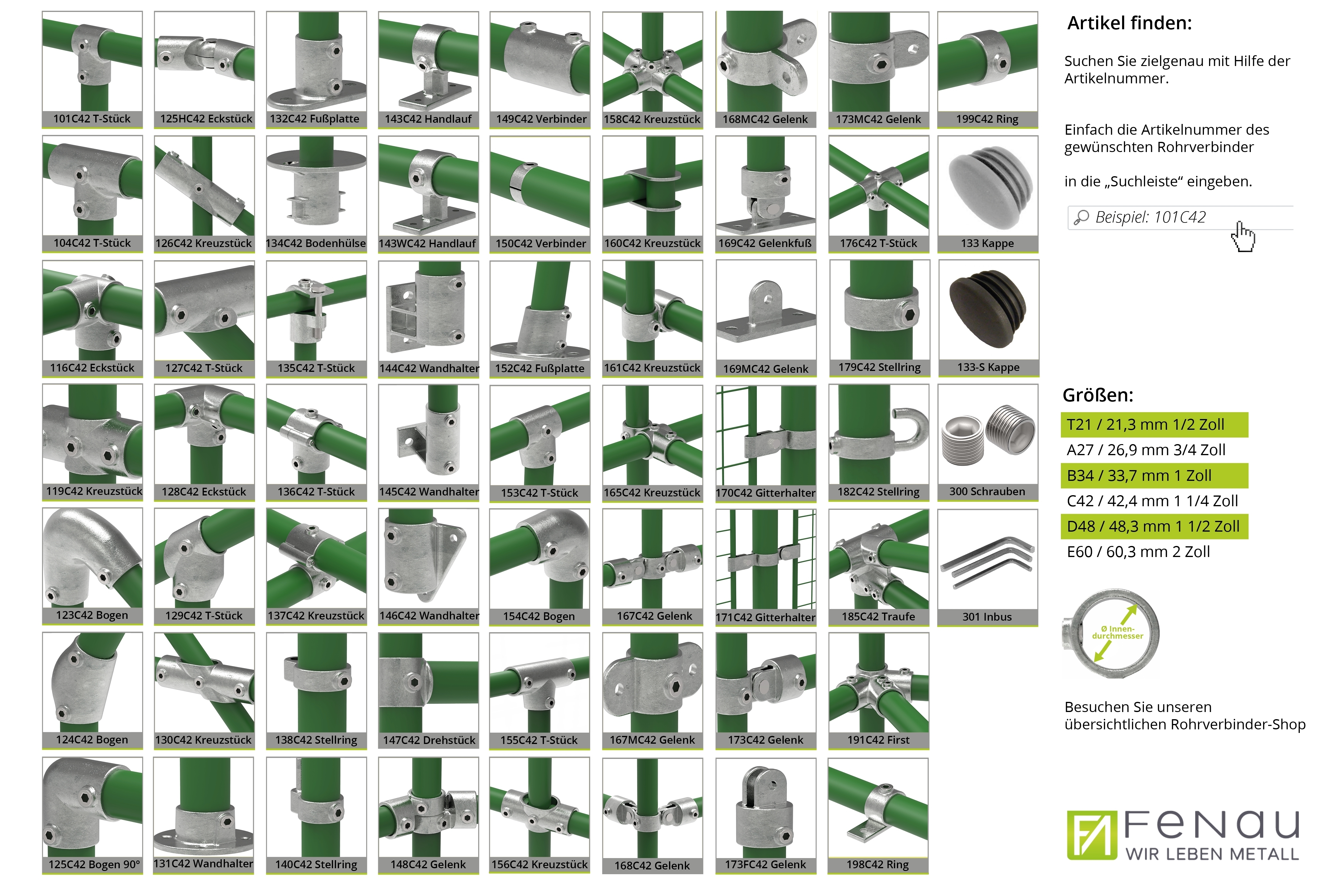 Rohrverbinder - Sechskantschluessel- fuer S17 - T21 - A27 - B34 - C42 - D48 - E60 - Edelstahl-301
