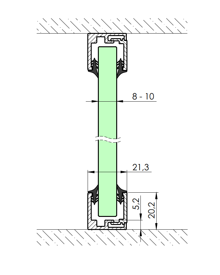 Verglasungsprofil U-Profil Aluminium 20 x 21 mm L=3000 mm schwarz fuer Glas 8-10 mm-89-11GSBLACKZP20X21NB-A.4
