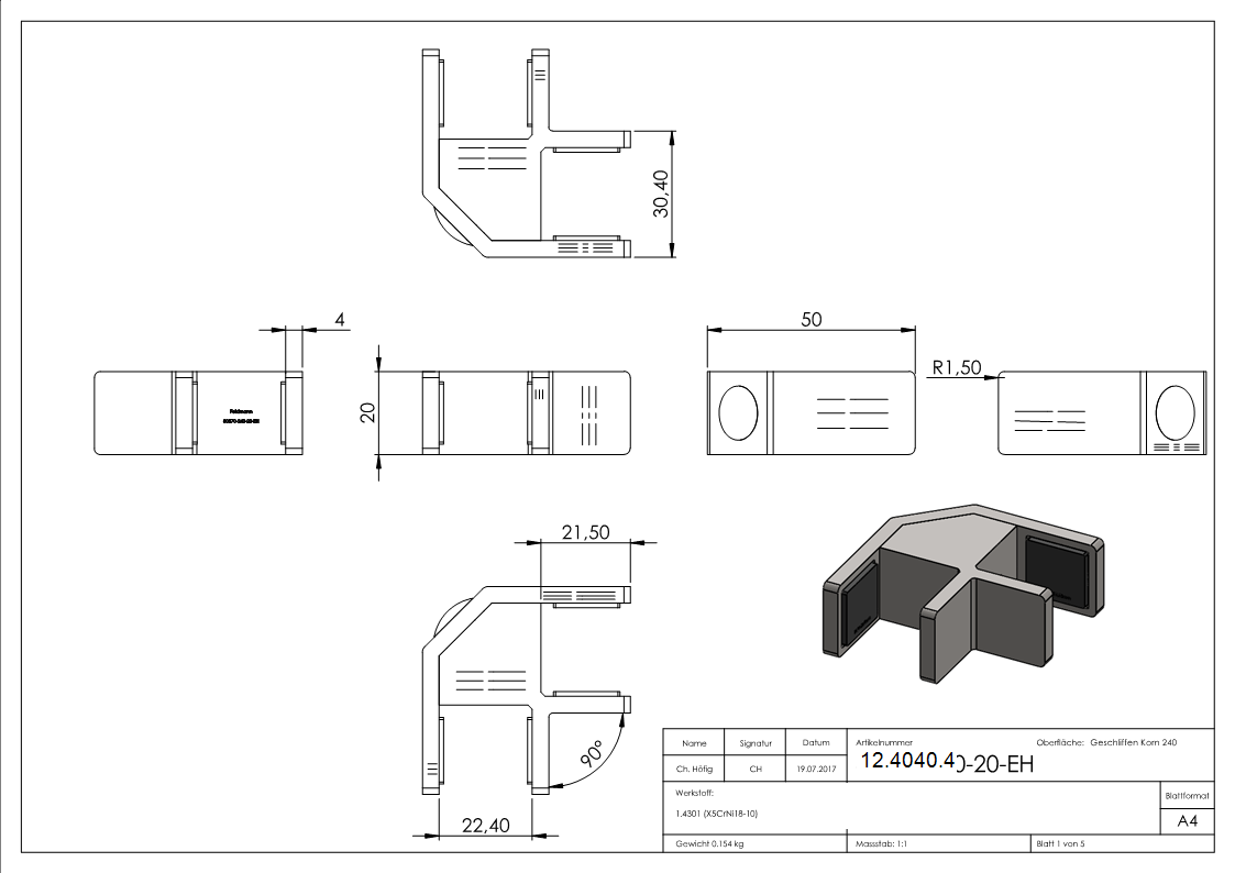Glasausrichter - fuer Glas- 20-76-21-52 mm - V2A-12-4040.4
